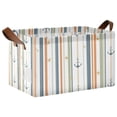 thumbnail image 1 of Yayeee Foldable Storage Basket for Shelves with Handles Waterproof Cloth Bins, Nautical Pattern, 1 of 7