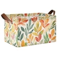 thumbnail image 1 of Yayeee Foldable Storage Basket for Shelves with Handles Waterproof Cloth Bins, Orange Autumn Leaves, 1 of 7