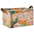 thumbnail image 1 of Yayeee Foldable Storage Basket for Shelves with Handles Waterproof Cloth Bins, Orange Cityscape Painting, 1 of 7