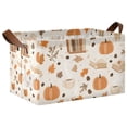 thumbnail image 1 of Yayeee Foldable Storage Basket for Shelves with Handles Waterproof Cloth Bins, Orange Fall Pumpkin, 1 of 7