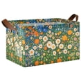 thumbnail image 1 of Yayeee Foldable Storage Basket for Shelves with Handles Waterproof Cloth Bins, Orange Floral Garden, 1 of 7