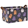 thumbnail image 1 of Yayeee Foldable Storage Basket for Shelves with Handles Waterproof Cloth Bins, Orange Halloween Ghosts, 1 of 7