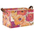 thumbnail image 1 of Yayeee Foldable Storage Basket for Shelves with Handles Waterproof Cloth Bins, Orange Hand Drawn Floral, 1 of 7