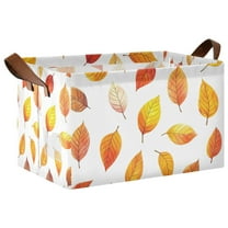 Yayeee Foldable Storage Basket for Shelves Waterproof Cloth Bins, Orange Leaves