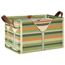 Yayeee Foldable Storage Basket for Shelves with Handles Waterproof Cloth Bins, Orange Martini