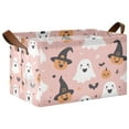thumbnail image 1 of Yayeee Foldable Storage Basket for Shelves with Handles Waterproof Cloth Bins, Pastel Pink Halloween, 1 of 7