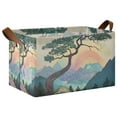 thumbnail image 1 of Yayeee Foldable Storage Basket for Shelves with Handles Waterproof Cloth Bins, Pine Tree Rainbow, 1 of 7