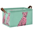thumbnail image 1 of Yayeee Foldable Storage Basket for Shelves with Handles Waterproof Cloth Bins, Pink Cheetah, 1 of 7