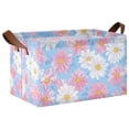 thumbnail image 1 of Yayeee Foldable Storage Basket for Shelves with Handles Waterproof Cloth Bins, Pink Daisy, 1 of 7