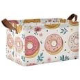 thumbnail image 1 of Yayeee Foldable Storage Basket for Shelves with Handles Waterproof Cloth Bins, Pink Donut, 1 of 7
