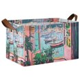 thumbnail image 1 of Yayeee Foldable Storage Basket for Shelves with Handles Waterproof Cloth Bins, Pink Door, 1 of 7
