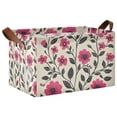 thumbnail image 1 of Yayeee Foldable Storage Basket for Shelves with Handles Waterproof Cloth Bins, Pink Flowers, 1 of 7