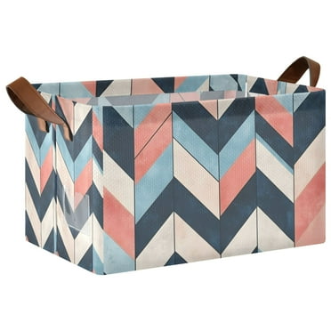 Yayeee Foldable Storage Basket for Shelves Waterproof Cloth Bins, Pink Geometric