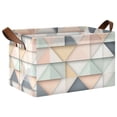 thumbnail image 1 of Yayeee Foldable Storage Basket for Shelves with Handles Waterproof Cloth Bins, Pink Geometric, 1 of 7
