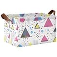 thumbnail image 1 of Yayeee Foldable Storage Basket for Shelves with Handles Waterproof Cloth Bins, Pink Simple Shapes, 1 of 7