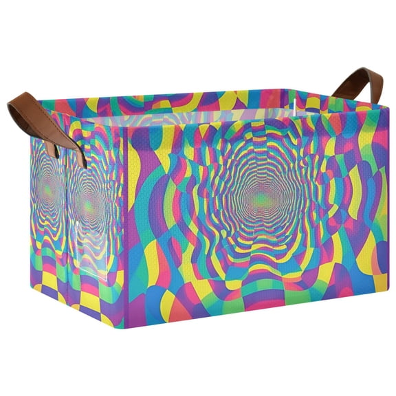 Yayeee Foldable Storage Basket for Shelves with Handles Waterproof Cloth Bins, Psychedelic Pattern