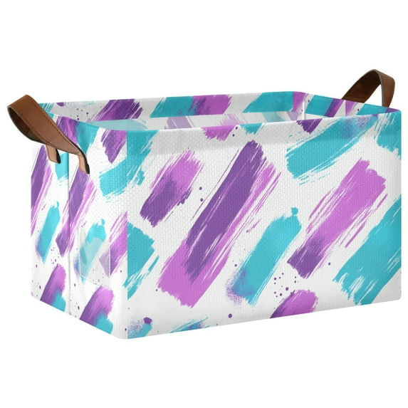Yayeee Foldable Storage Basket for Shelves with Handles Waterproof Cloth Bins, Purple Drawing