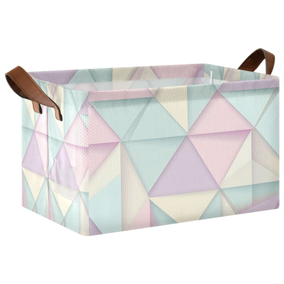 Yayeee Foldable Storage Basket for Shelves with Handles Waterproof Cloth Bins, Purple Geometric