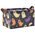 thumbnail image 1 of Yayeee Foldable Storage Basket for Shelves with Handles Waterproof Cloth Bins, Purple Halloween Ghosts, 1 of 7