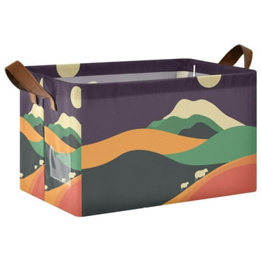 Yayeee Foldable Storage Basket for Shelves Waterproof Cloth Bins, Purple Mountain