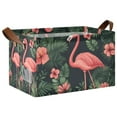 thumbnail image 1 of Yayeee Foldable Storage Basket for Shelves with Handles Waterproof Cloth Bins, Red Flamingo Pattern, 1 of 7