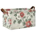 thumbnail image 1 of Yayeee Foldable Storage Basket for Shelves with Handles Waterproof Cloth Bins, Red Floral Pattern, 1 of 7
