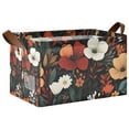 thumbnail image 1 of Yayeee Foldable Storage Basket for Shelves with Handles Waterproof Cloth Bins, Red Flowers Pattern, 1 of 7