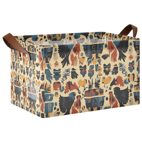 Yayeee Foldable Storage Basket for Shelves with Handles Waterproof Cloth Bins, Red Geometric