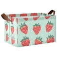thumbnail image 1 of Yayeee Foldable Storage Basket for Shelves with Handles Waterproof Cloth Bins, Red Strawberry, 1 of 7