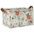 thumbnail image 1 of Yayeee Foldable Storage Basket for Shelves with Handles Waterproof Cloth Bins, Red and White Floral Pattern, 1 of 7