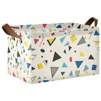 Yayeee Foldable Storage Basket for Shelves with Handles Waterproof Cloth Bins, Retro Triangles