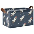 thumbnail image 1 of Yayeee Foldable Storage Basket for Shelves with Handles Waterproof Cloth Bins, Rocket Pattern, 1 of 7