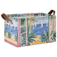 thumbnail image 1 of Yayeee Foldable Storage Basket for Shelves with Handles Waterproof Cloth Bins, Seaside Leaves, 1 of 7