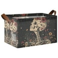 thumbnail image 1 of Yayeee Foldable Storage Basket for Shelves with Handles Waterproof Cloth Bins, Skeleton with Flowers Pattern, 1 of 7