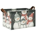thumbnail image 1 of Yayeee Foldable Storage Basket for Shelves with Handles Waterproof Cloth Bins, Snowman Family, 1 of 7