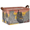 thumbnail image 1 of Yayeee Foldable Storage Basket for Shelves with Handles Waterproof Cloth Bins, Striped Boat, 1 of 7