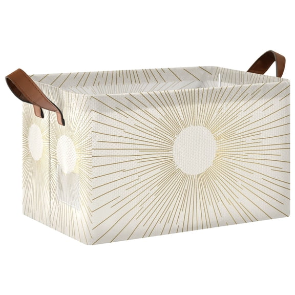 Yayeee Foldable Storage Basket for Shelves with Handles Waterproof Cloth Bins, Sunshine