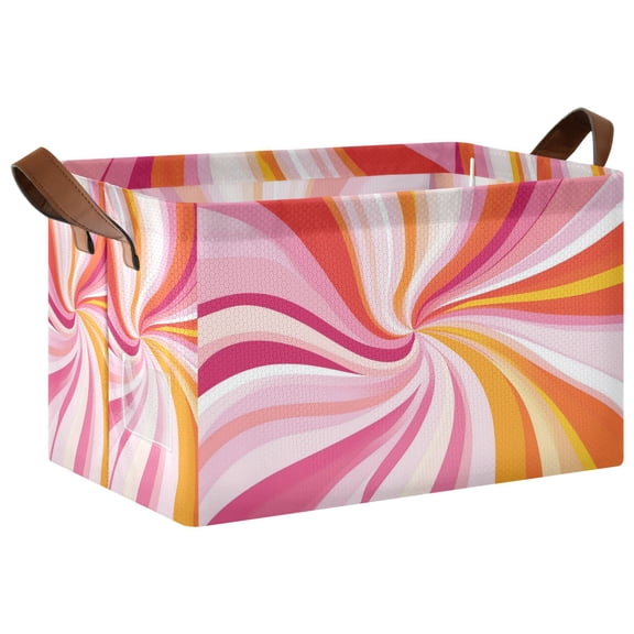 Yayeee Foldable Storage Basket for Shelves with Handles Waterproof Cloth Bins, Swirling Lines