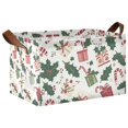 thumbnail image 1 of Yayeee Foldable Storage Basket for Shelves with Handles Waterproof Cloth Bins, White Christmas Holly, 1 of 7