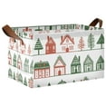thumbnail image 1 of Yayeee Foldable Storage Basket for Shelves with Handles Waterproof Cloth Bins, White Christmas House, 1 of 7