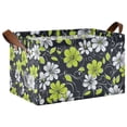 thumbnail image 1 of Yayeee Foldable Storage Basket for Shelves with Handles Waterproof Cloth Bins, White Flower Pattern, 1 of 7