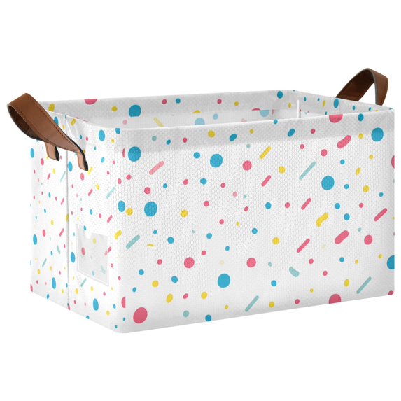 Yayeee Foldable Storage Basket for Shelves with Handles Waterproof Cloth Bins, White Retro Pattern