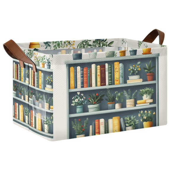 Yayeee Foldable Storage Basket for Shelves with Handles Waterproof Cloth Bins, White Shelf