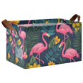 thumbnail image 1 of Yayeee Foldable Storage Basket for Shelves with Handles Waterproof Cloth Bins, Yellow Floral Flamingo, 1 of 7