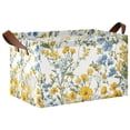 thumbnail image 1 of Yayeee Foldable Storage Basket for Shelves with Handles Waterproof Cloth Bins, Yellow Floral, 1 of 7