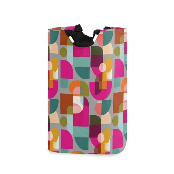 Yayeee Freestanding Laundry Hamper with Handle Collapsible Large Storage Basket for Clothes, Abstract Geometric Pattern
