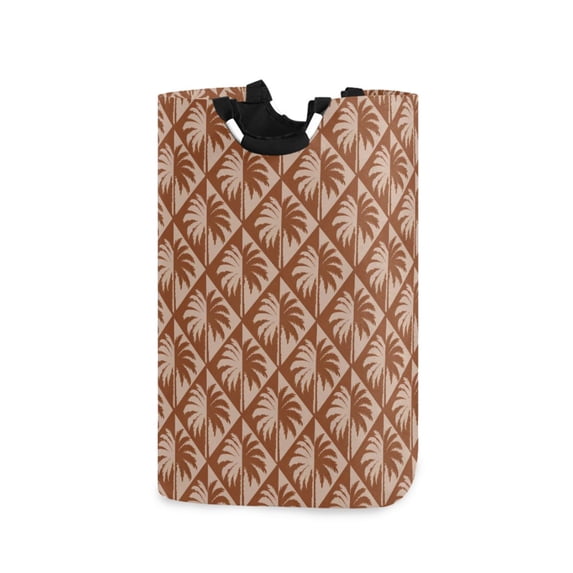 Yayeee Freestanding Laundry Hamper with Handle Collapsible Large Storage Basket for Clothes, Brown Palm Tree Pattern