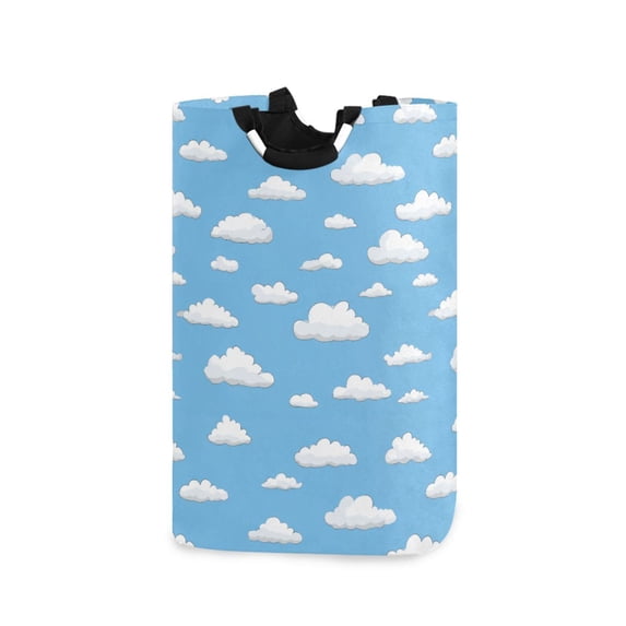Yayeee Freestanding Laundry Hamper with Handle Collapsible Large Storage Basket for Clothes, Cartoon Cloud Pattern