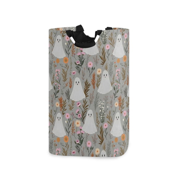 Yayeee Freestanding Laundry Hamper with Handle Collapsible Large Storage Basket for Clothes, Gray Cartoon Ghost