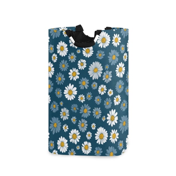 Yayeee Freestanding Laundry Hamper with Handle Collapsible Large Storage Basket for Clothes, Green Daisy Pattern